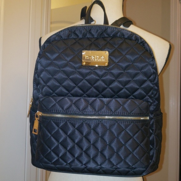 Bebe Black Quilted Pattern Backpack